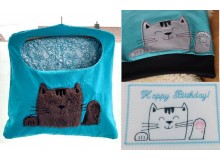 Stickdatei - Doodle Happy Cat Gucker Doodle Appli winkend